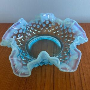 Vintage 1953-1954 Beautiful Fenton Blue Opalescent Hobnail Star Shaped Bonbon